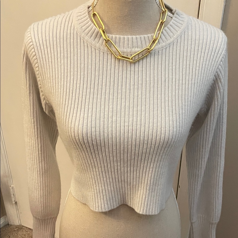 Lulu's White Ribbed Knit Top